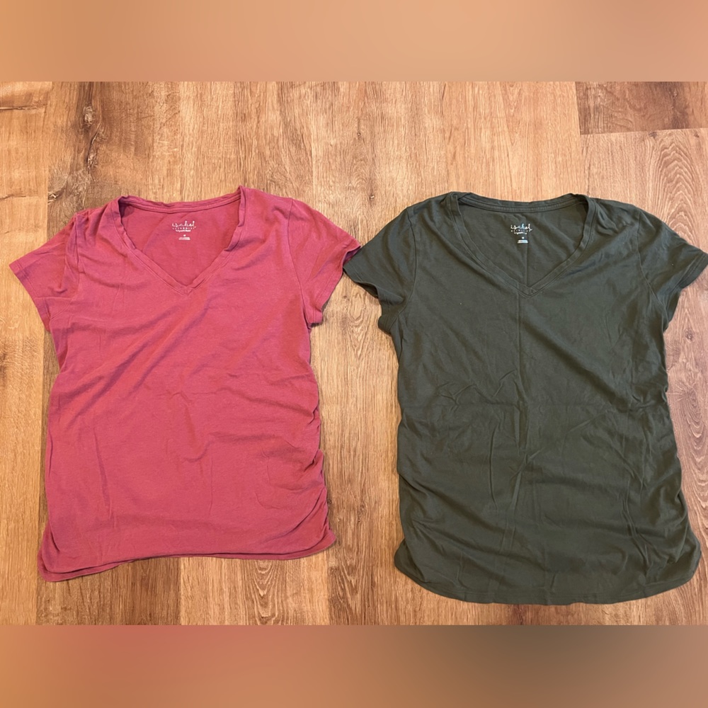 Two Isabel Maternity short sleeved tops. Size medium.